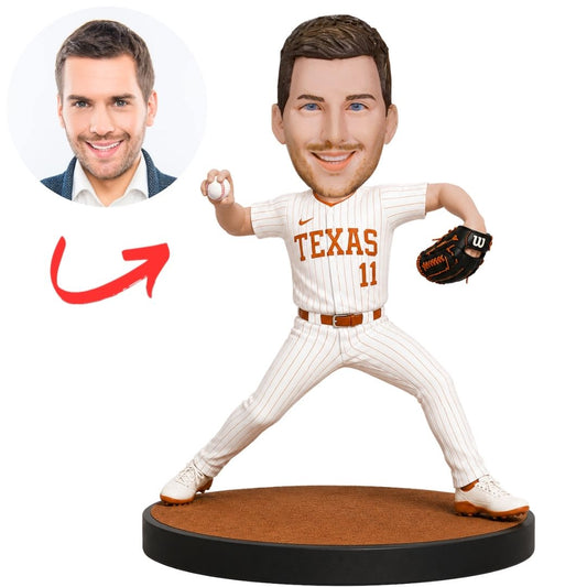 UT Baseball Pitcher Throwing on Mound Custom Bobblehead