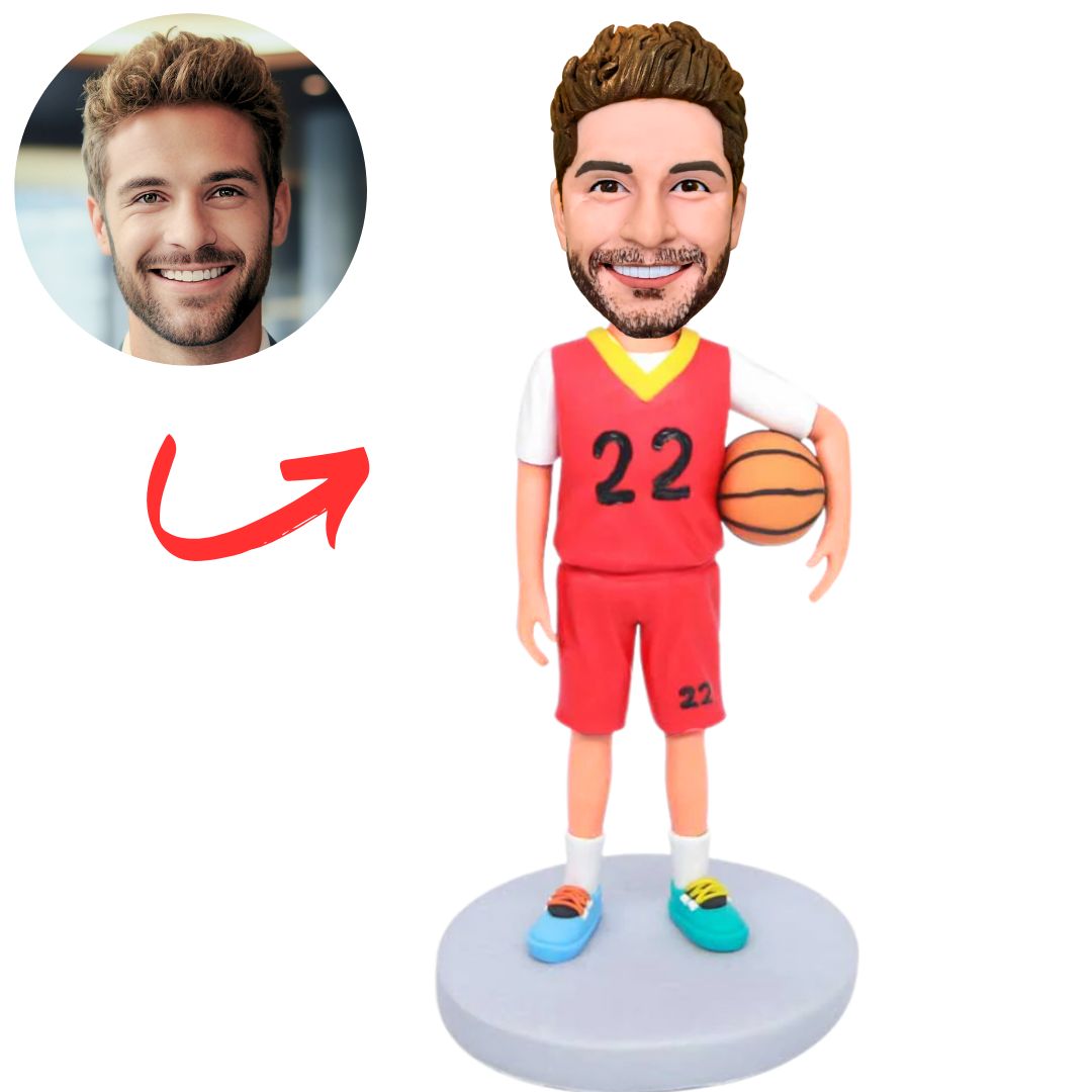 Red Suit Young Basketball Player Custom Basketball Bobbleheads