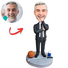 Handsome Basketball Coach Custom Sports Bobbleheads