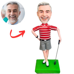 Golfer Posing in Red Shirt Custom Bobbleheads