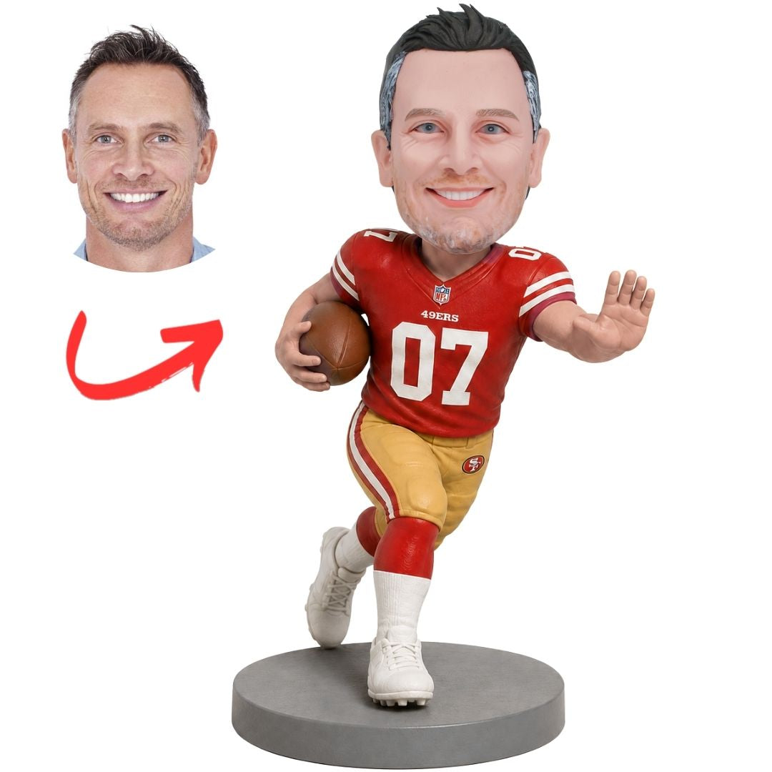 Custom San Francisco 49ers Football Runner Bobblehead in Red and Gold