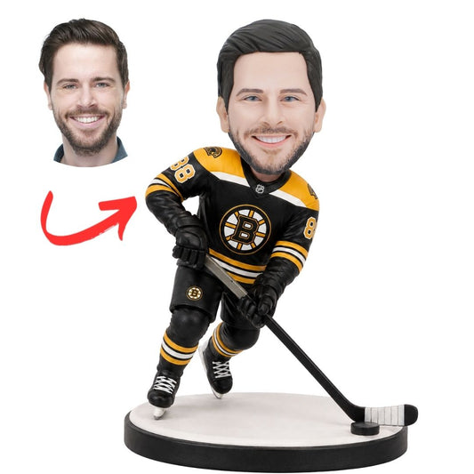 Custom Boston Bruins Hockey Bobblehead in Black and Gold Uniform