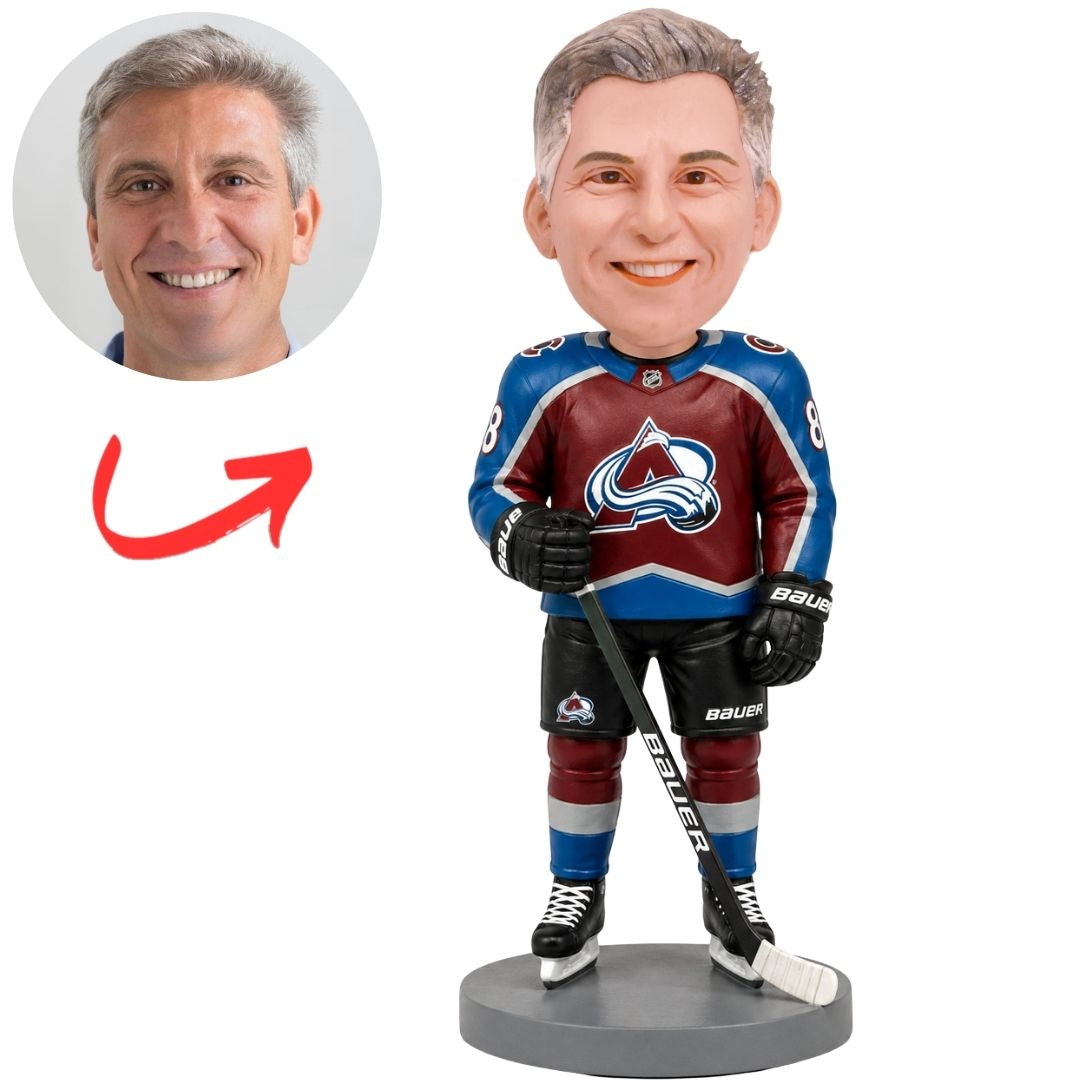 Custom Colorado Avalanche Hockey Bobblehead Standing with Stick