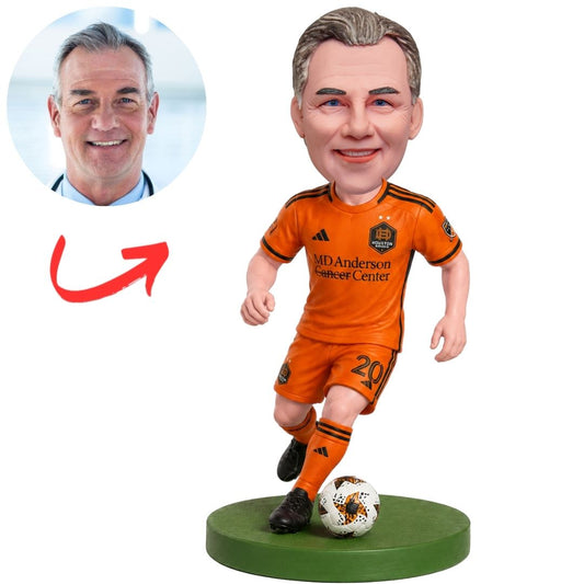 Custom Houston Dynamo Soccer Bobblehead in Orange Uniform