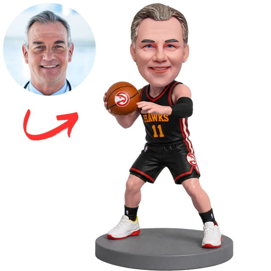 Custom Atlanta Hawks Basketball Bobblehead Cradling the Ball