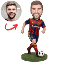Real Salt Lake Soccer Player Stepping Forward with Ball Custom Bobblehead