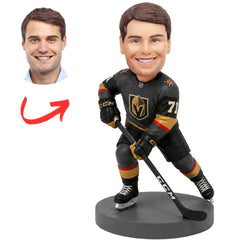 Vegas Golden Knights Hockey Player Crouching with Stick Custom Bobblehead