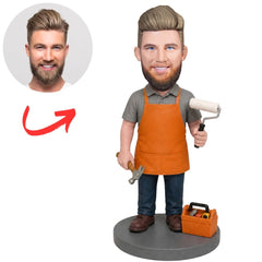 Home Depot Worker with Paint Roller Custom Bobblehead