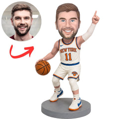 New York Knicks Player Pointing Up Custom Basketball Bobblehead