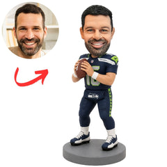 Seattle Seahawks Football Player Holding Ball at Chest Custom Bobblehead