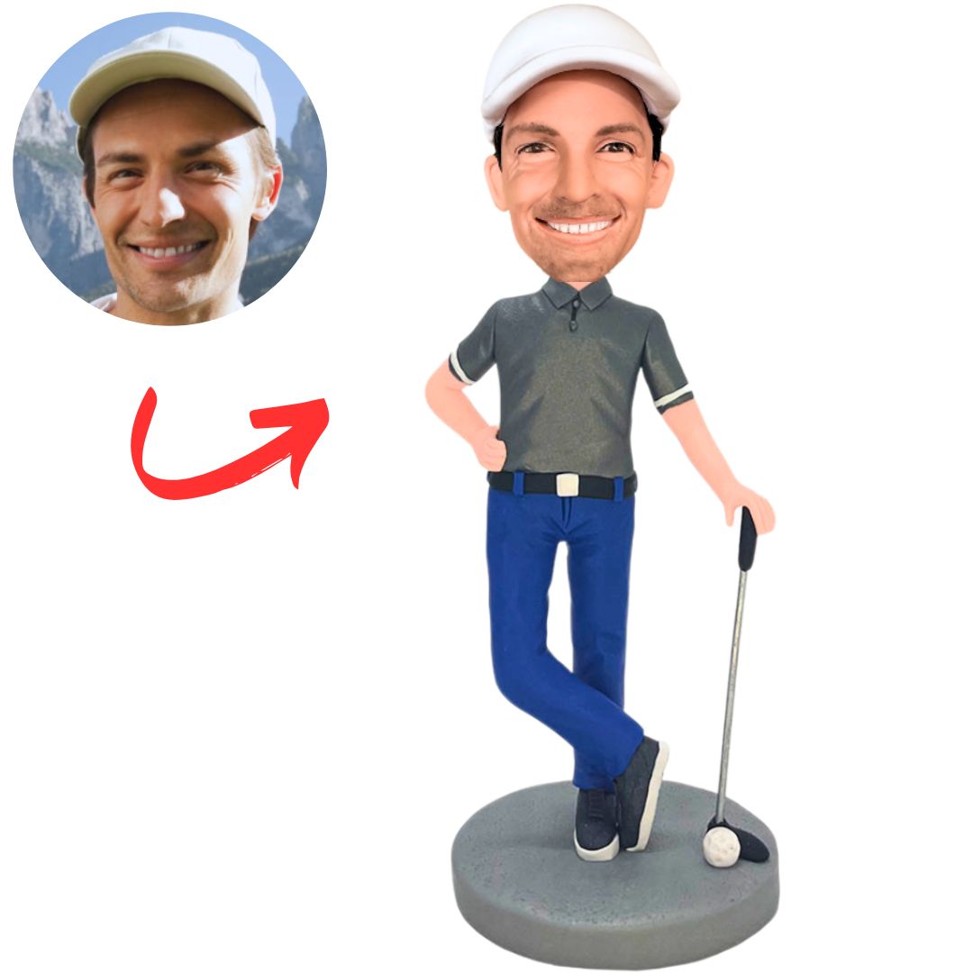 Cool Golfer Hands on Waist Custom Bobbleheads