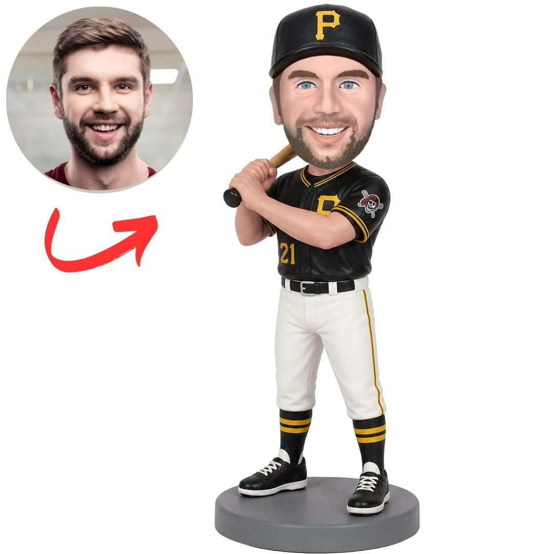 Pittsburgh Pirates Baseball Batter with Bat over Shoulder Custom Bobblehead