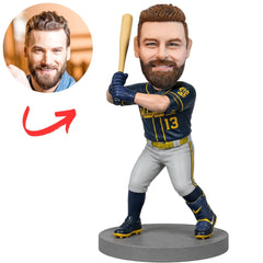 Milwaukee Brewers Baseball Batter Raising Bat Custom Bobblehead