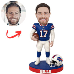 Buffalo Bills Player beside White Helmet Custom Football Bobblehead