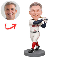 Boston Red Sox Baseball Batter Finishing Swing Custom Bobblehead