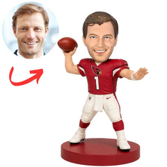 Custom Arizona Cardinals Football Quarterback Bobblehead with Raised Ball