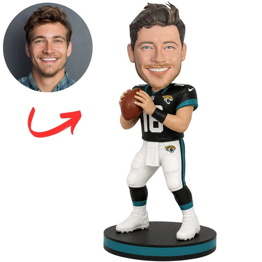 Jacksonville Jaguars Football Player Holding Ball at Chest Custom Bobblehead