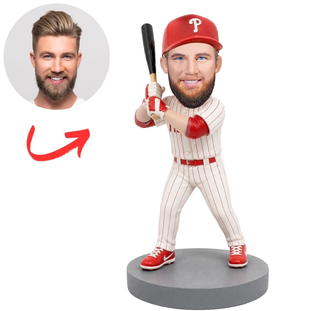 Philadelphia Phillies Baseball Batter with Bat at Shoulder Custom Bobblehead