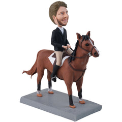 Equestrian Rider on Bay Horse Custom Bobblehead