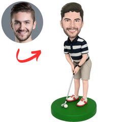 Golfer with Black And White Stripes Custom Bobbleheads