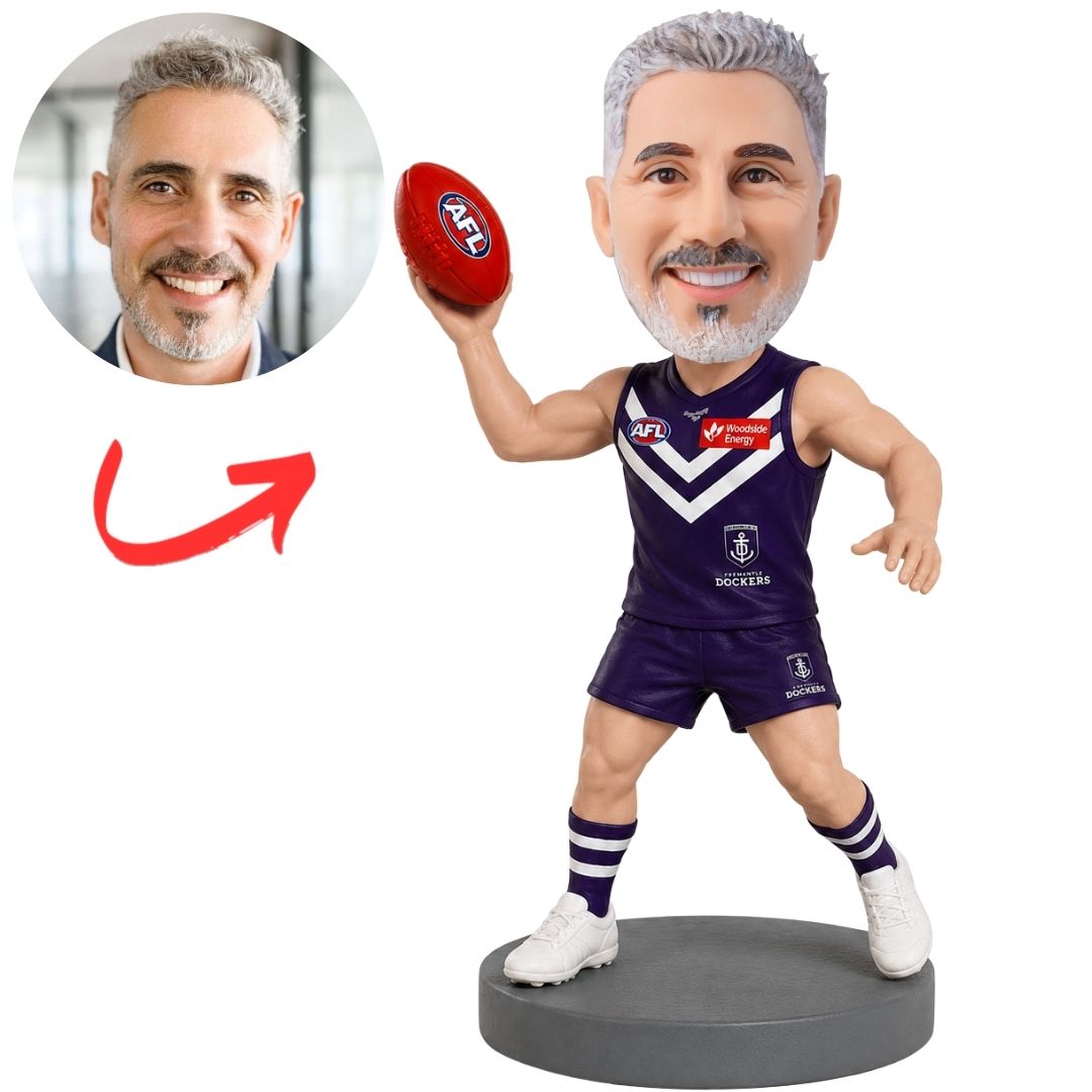Fremantle Dockers AFL Australian Football Player Raising Ball Custom Bobblehead