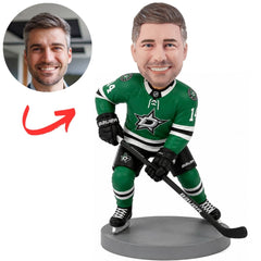 Dallas Stars Hockey Player in Green Uniform Custom Bobblehead