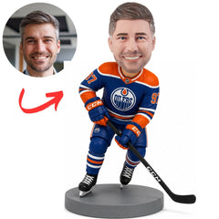 Edmonton Oilers Hockey Player in Orange Jersey Custom Bobblehead