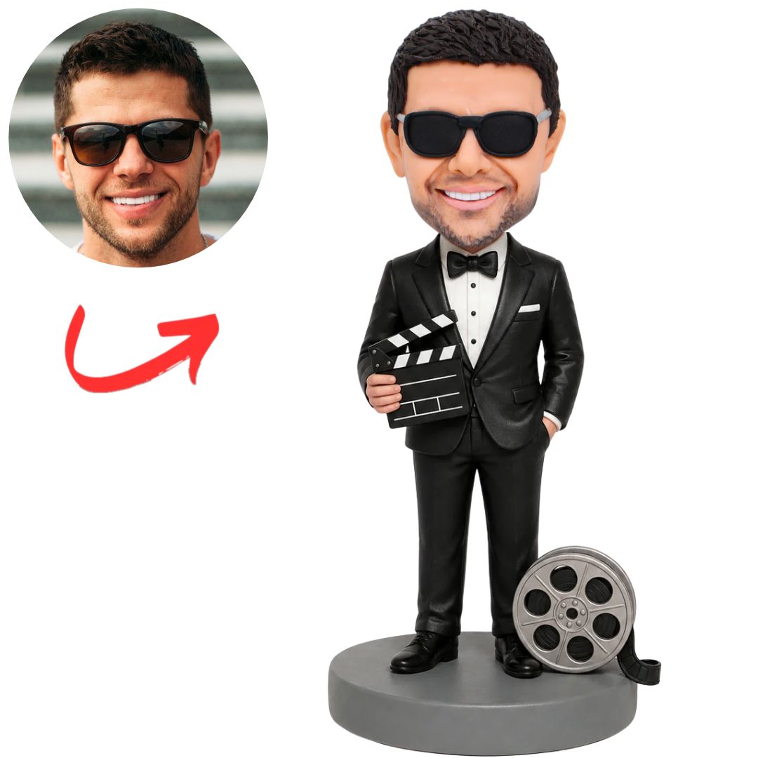 Hollywood Style Custom Bobblehead in Tuxedo with Clapperboard