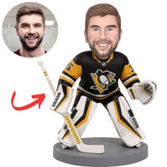 Pittsburgh Penguins Hockey Goalie with White Pads Custom Bobblehead