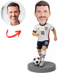 US Soccer Team Player in White Jersey Custom Bobblehead