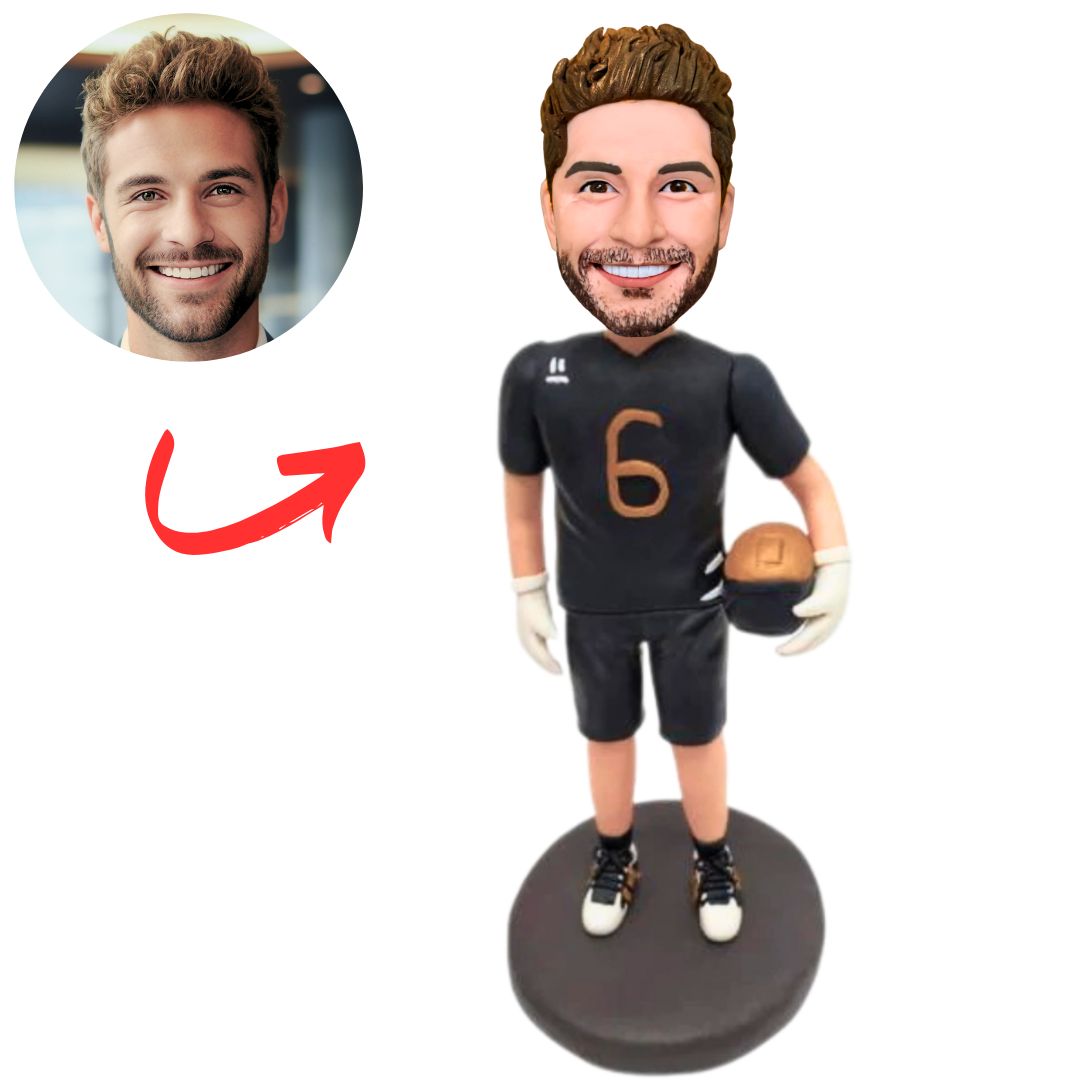 No. 6 Black Suit Football Player Custom Bobbleheads