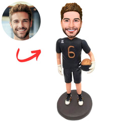 No. 6 Black Suit Football Player Custom Bobbleheads