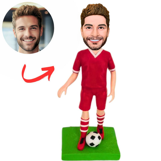 Custom Red Jersey Soccer Player Bobbleheads