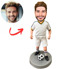 Custom White Jersey Suit Soccer Player Bobbleheads