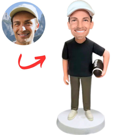 Custom Man Holding Football Bobbleheads