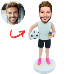 Custom Man Holding Soccer Bobbleheads