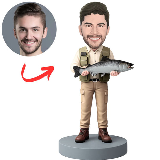 Custom Man Holding Fish Bobbleheads