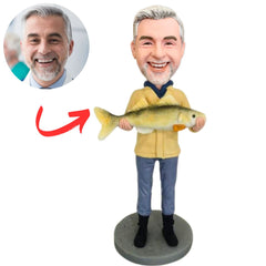Custom Man Holding Yellow Fish Bobbleheads