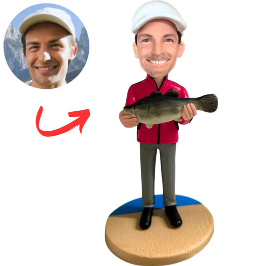 Custom Man Holding Big Fish Bobbleheads