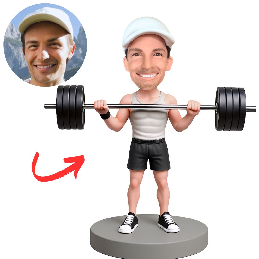 Custom Weightlifter Lifting The Barbell Bobbleheads