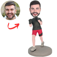 Black Shirt Happy Boxer Custom Bobbleheads