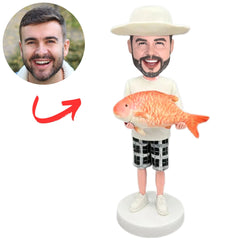 Man Catching Goldfish Custom Fisherman Bobbleheads