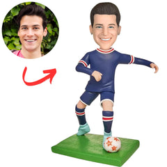 Custom Blue Suit Soccer Player Bobbleheads