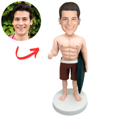 Custom Muscular Man Surfing Bobbleheads