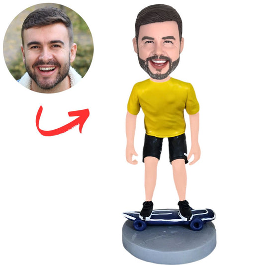 Happy Man on Skateboard Custom Bobbleheads