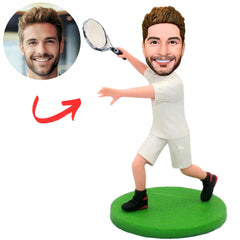 White Suit Tennis Player Custom Bobbleheads
