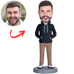 Man in Black Hoodie Custom Bobbleheads