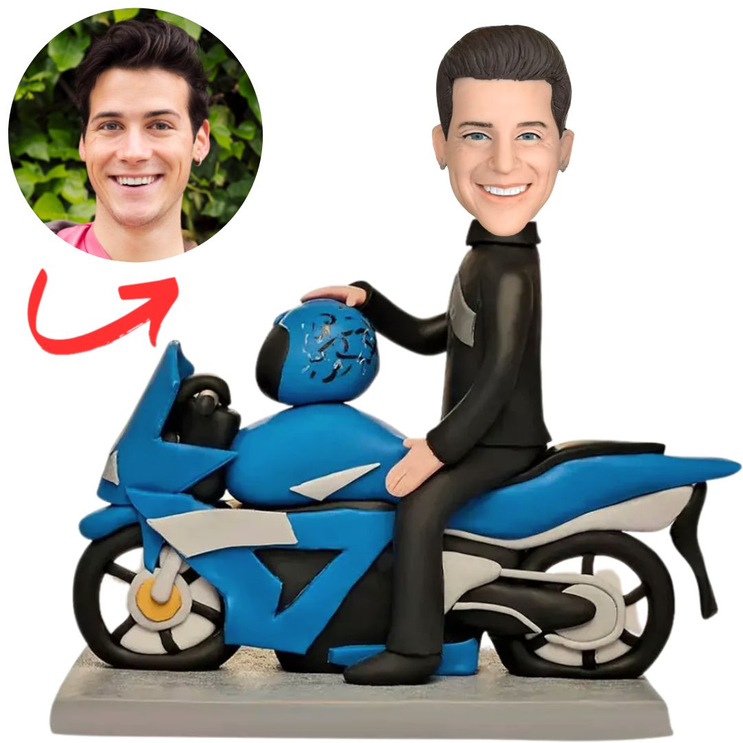 Handsome Male Knight Riding Motorcycle Custom Bobbleheads