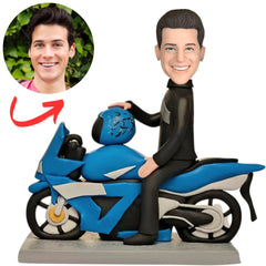 Handsome Male Knight Riding Motorcycle Custom Bobbleheads