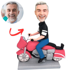 Man Riding Pink Motorcycle Custom Bobbleheads